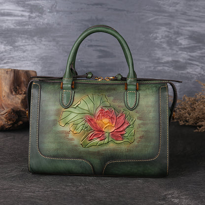 WOMEN GENUINE LEATHER VINTAGE TOTEM DESIGNER HANDBAG SHOULDER BAG