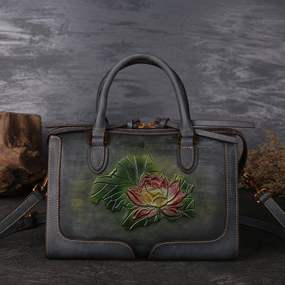 WOMEN GENUINE LEATHER VINTAGE TOTEM DESIGNER HANDBAG SHOULDER BAG