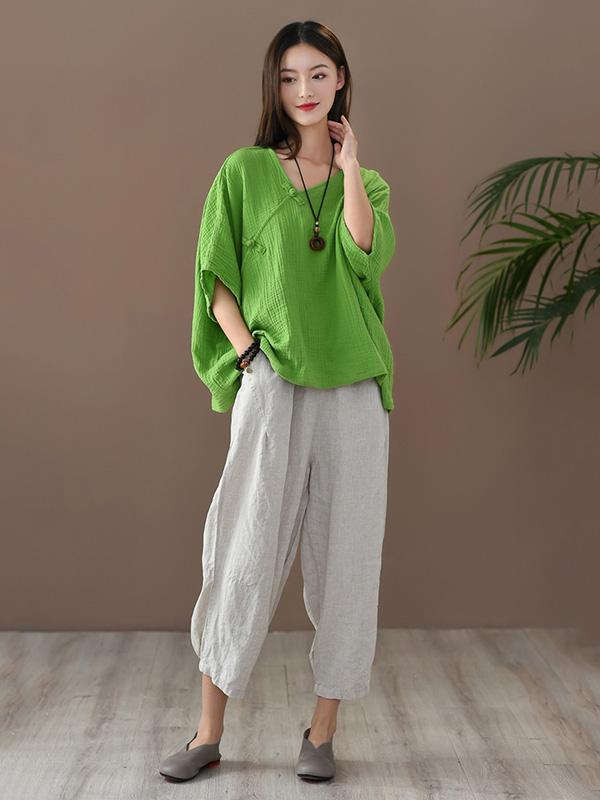 Vintage Solid Irregularity T-Shirts Tops