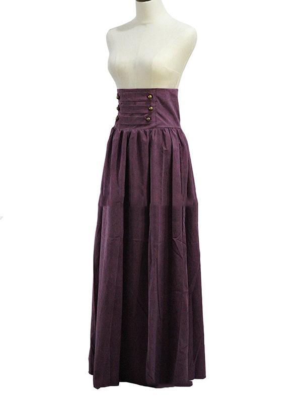 Plain High Waist Pleated Retro Skirt