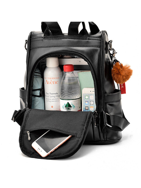 Original Solid Color PU Backpack