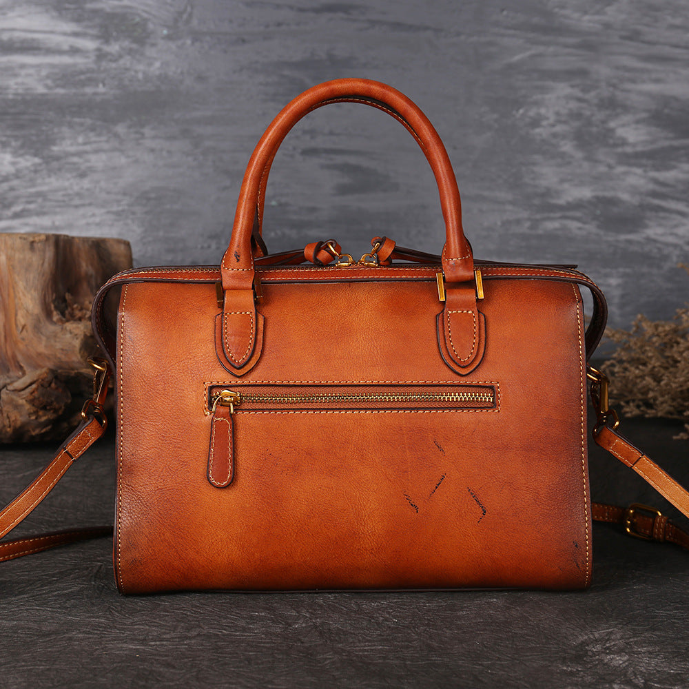 WOMEN GENUINE LEATHER VINTAGE TOTEM DESIGNER HANDBAG SHOULDER BAG