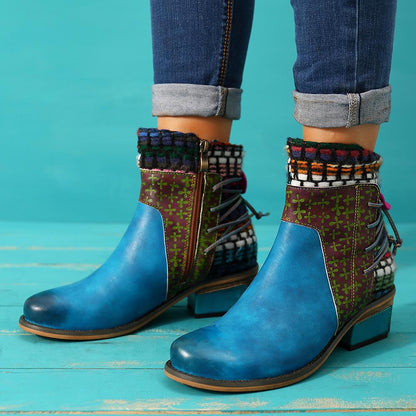Blue Leather denim super comfortable women's boots
