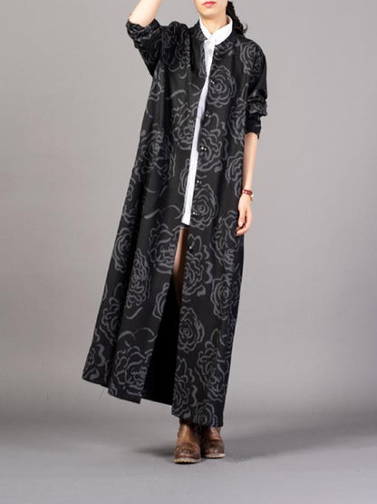 Vintage Floral Printed Drape Outwears
