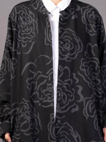 Vintage Floral Printed Drape Outwears