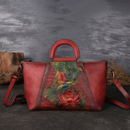 WOMEN GENUINE LEATHER VINTAGE TOTEM DESIGNER HANDBAG SHOULDER BAG