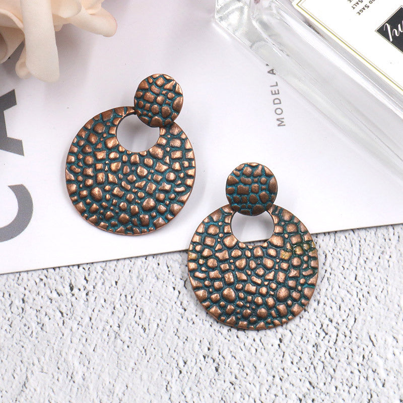 Retro exaggerated earrings creative round earrings