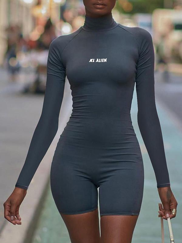 Letter Printed Empire Sports Rompers