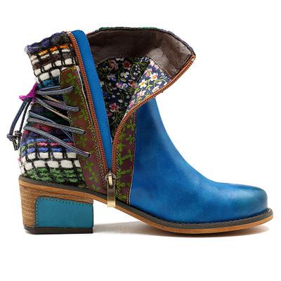 Blue Leather denim super comfortable women's boots