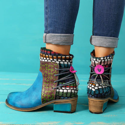 Blue Leather denim super comfortable women's boots