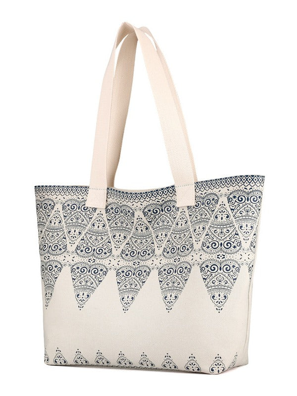 Ethnic Style Printed Zipper Canvas Bag