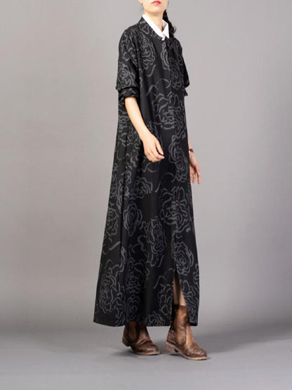 Vintage Floral Printed Drape Outwears