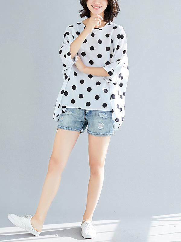 Plus Size Loose Polka-dot T-shirt