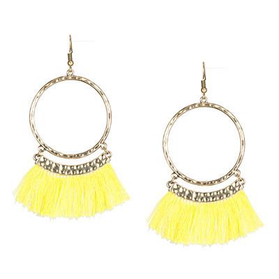 Large circle earrings long tassel pendant earrings