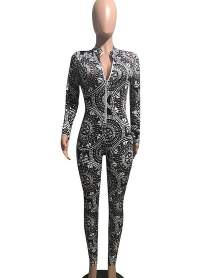 Zipper Long Sleeve Jumpsuits
