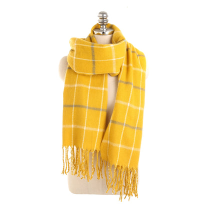 Couple thick warm wool cashmere plaid shawl scarf