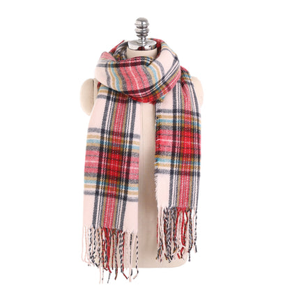 Couple thick warm wool cashmere plaid shawl scarf
