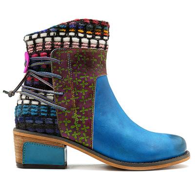 Blue Leather denim super comfortable women's boots