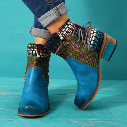 Blue Leather denim super comfortable women's boots