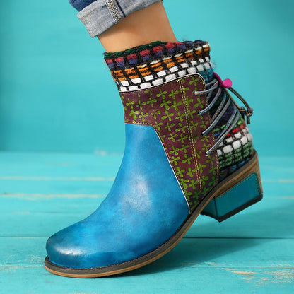 Blue Leather denim super comfortable women's boots