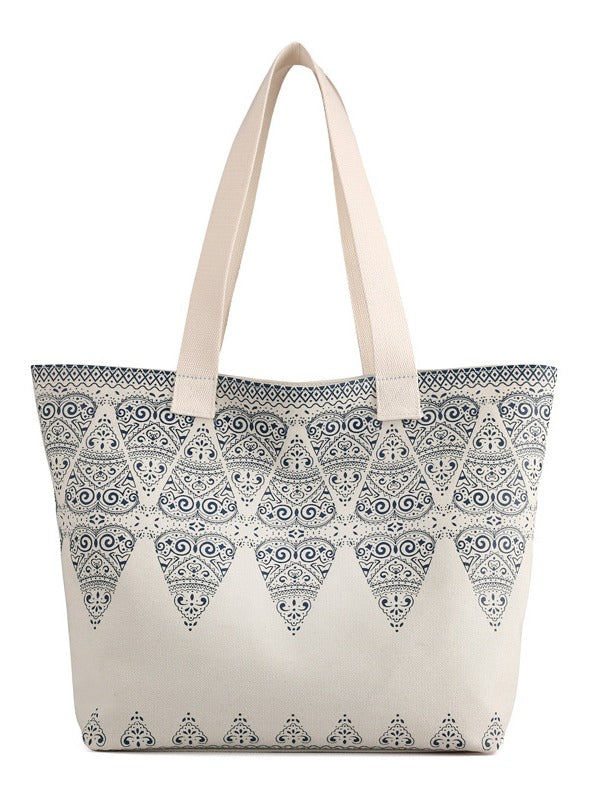 Ethnic Style Printed Zipper Canvas Bag