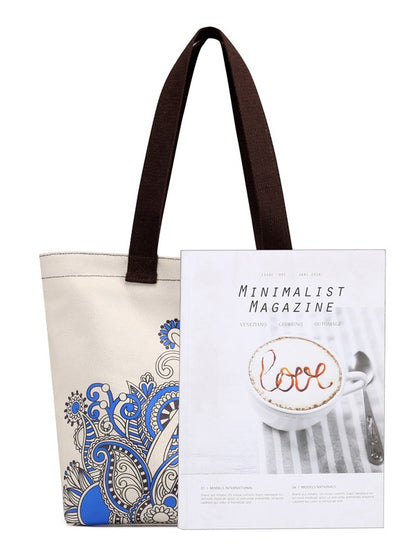 Ethnic Style Printed Zipper Canvas Bag