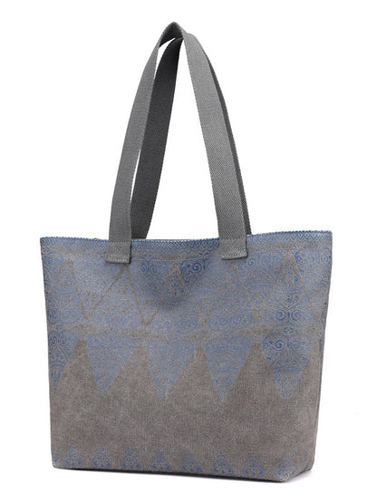 Ethnic Style Printed Zipper Canvas Bag