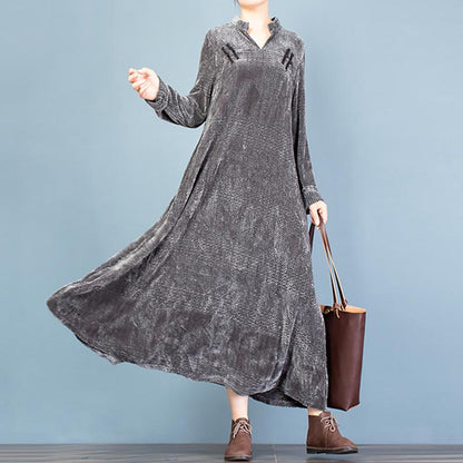 Buykud Elegant Comfortable Solid Color Warm Dress