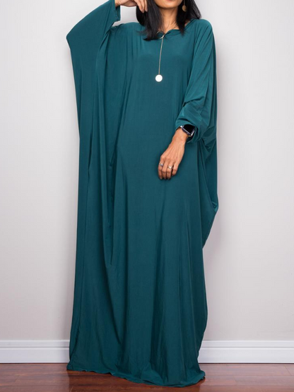 Casual Loose Round-Neck Long Sleeves Maxi Dress
