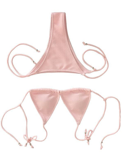 Solid Spaghetti Bandage Bikinis Swimwear