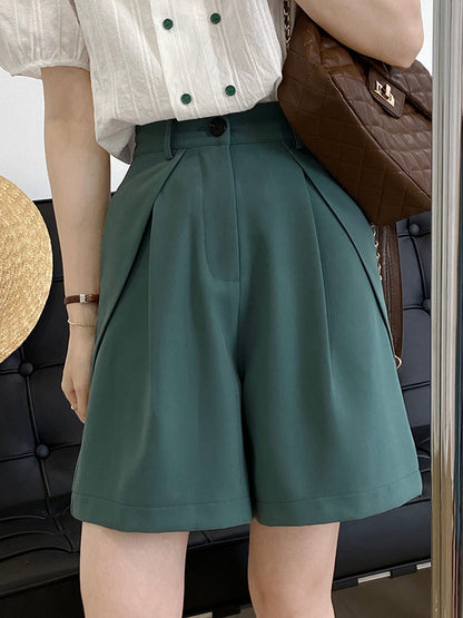 Original Solid Color High-Waisted Wide-Leg Column Shorts