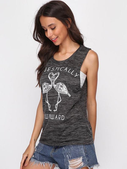 Casual Sleeveless Letter Printed Waistcoat