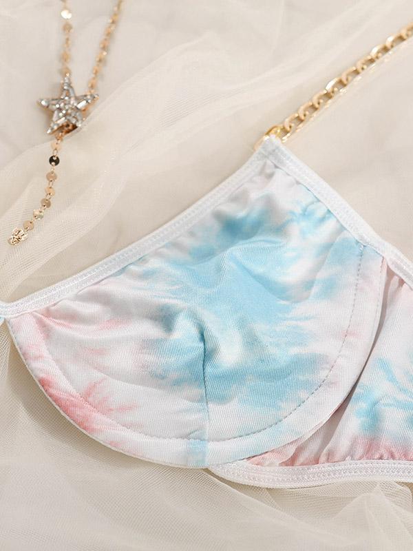 Gradient Printed Chain Embellished Underwired Bodysuit Lingerie