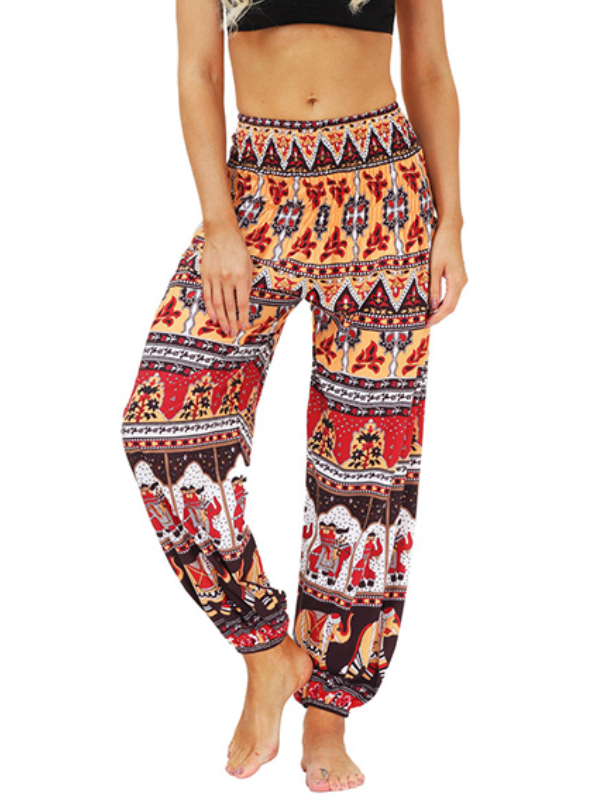 Bohemia Stripes Printed Elastic High Waisted Knickerbockers& Yoga Pants