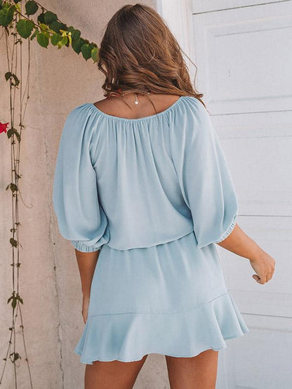 V-neck Casual Bandage Mini Dress