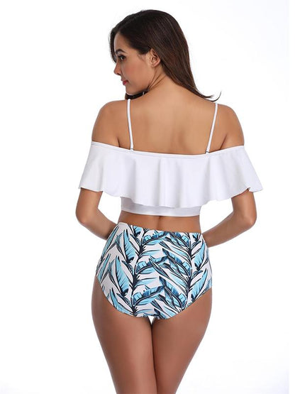 Sexy Falbala Printed Bikinis Swimwear
