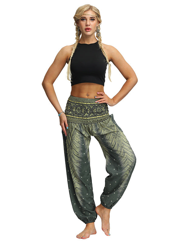 Bohemia Loose Printed Elastics Knickerbockers& Yoga Pants