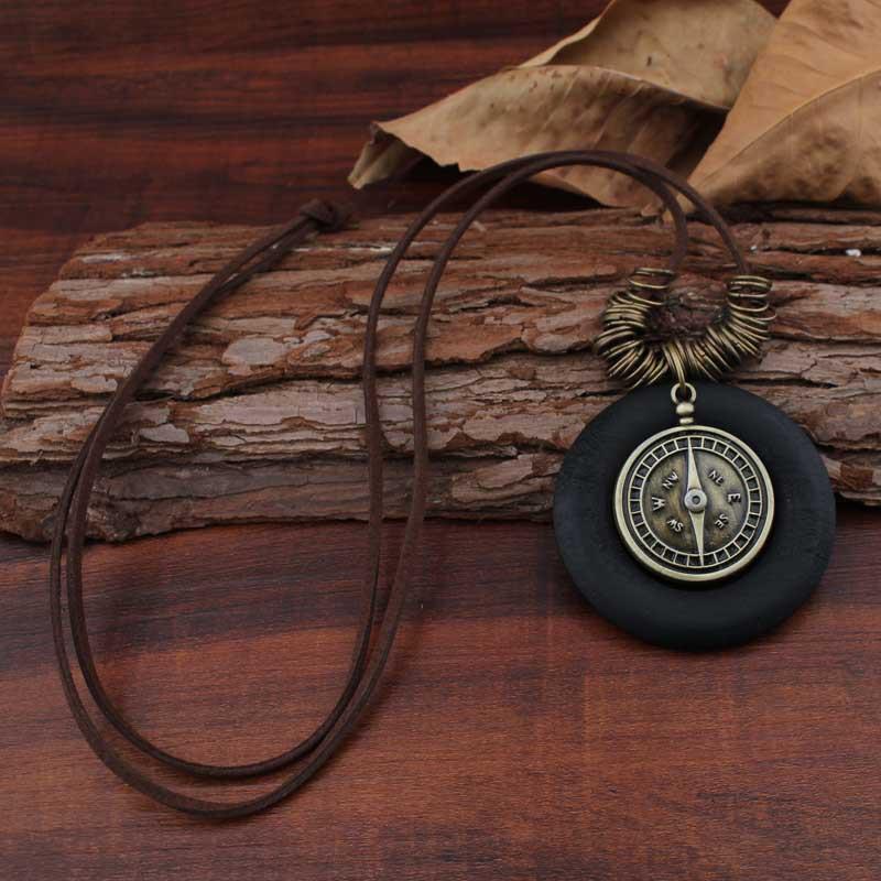 Buykud Alloy Compass Pendant Fashion Long Necklace