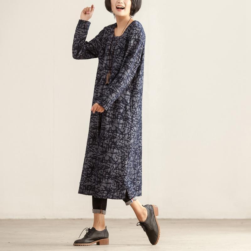 Casual Round Neck Long Sleeve Women Autumn Winter Dress