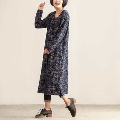 Casual Round Neck Long Sleeve Women Autumn Winter Dress