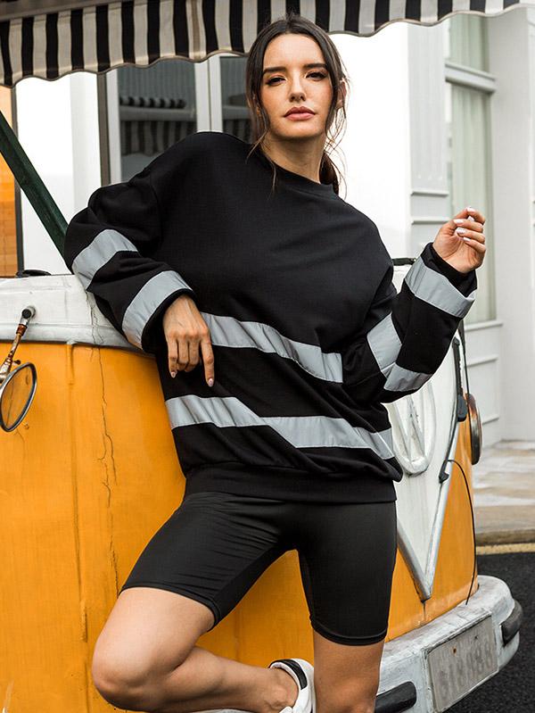 Reflective Striped Split-joint Sweatshirt