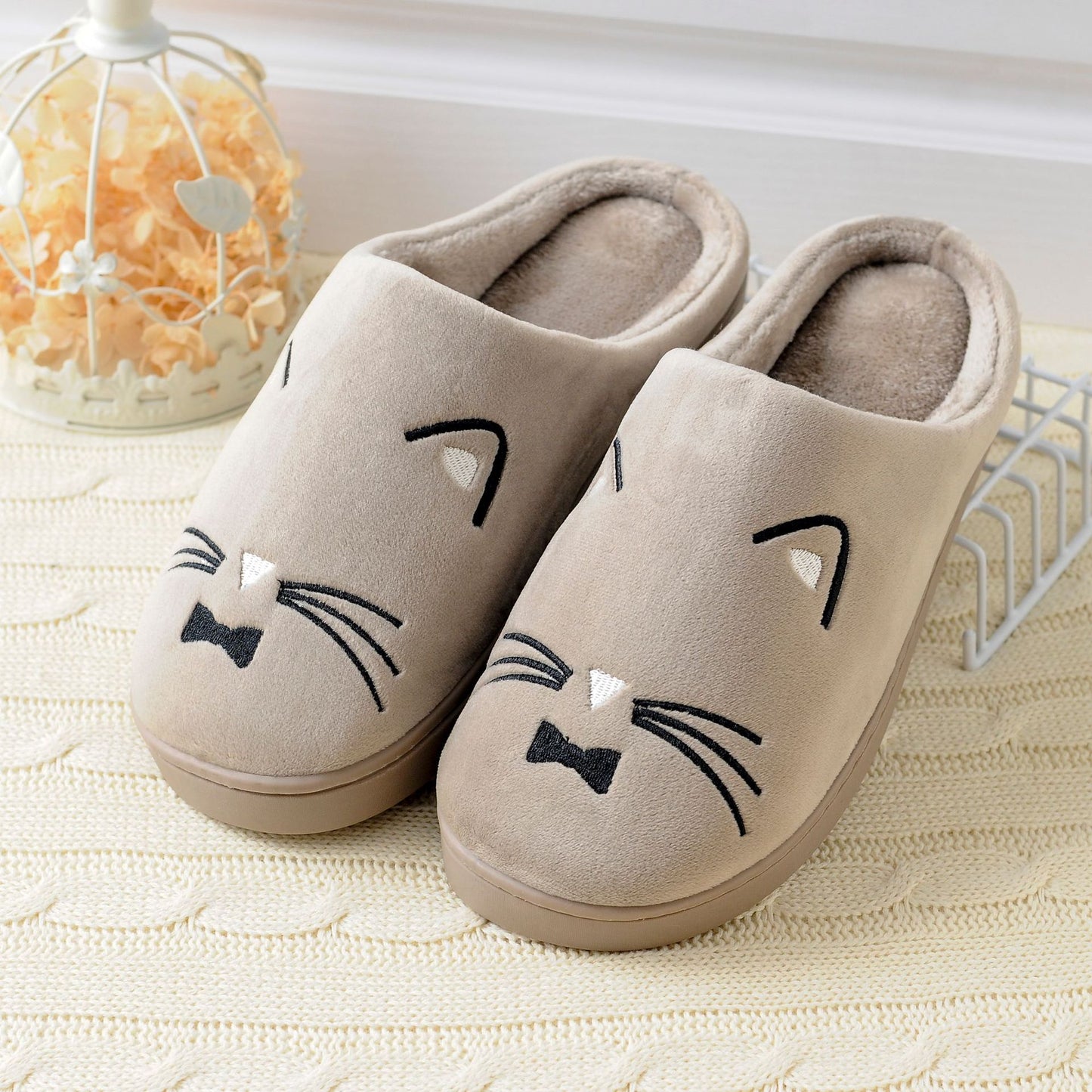 Cartoon cat cotton slippers