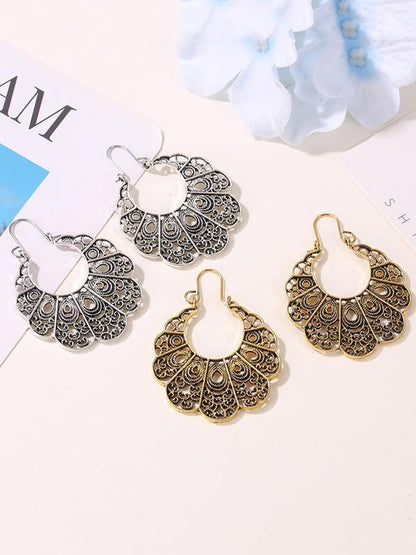 Vintage Geometric Openwork Flower Earrings