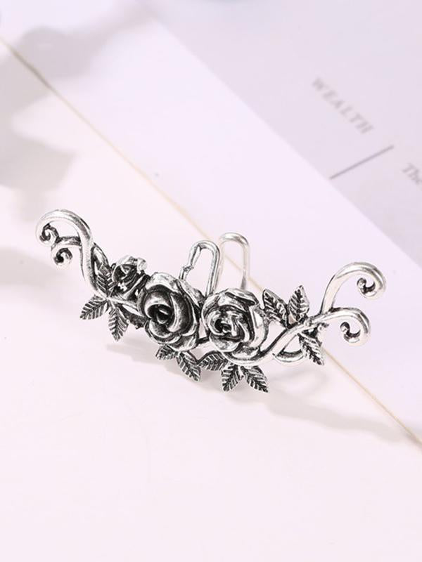Vintage Metal Rose Geometric Ear Bone Clip