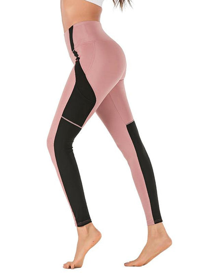 High Waist Color Stiching Workout Leggings