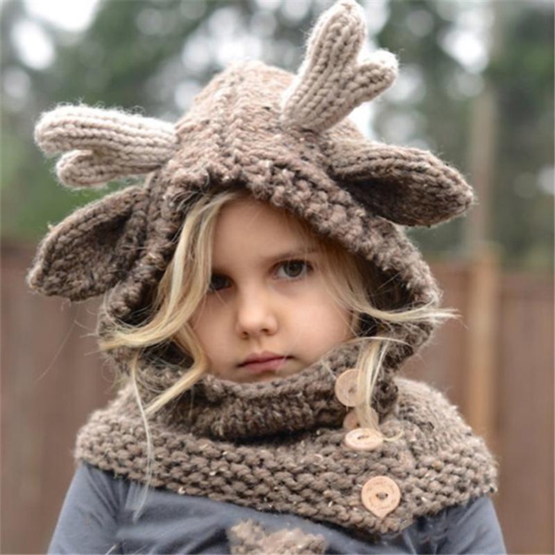 Children Knitted Wool Hat and Gloves Two Pieces Set