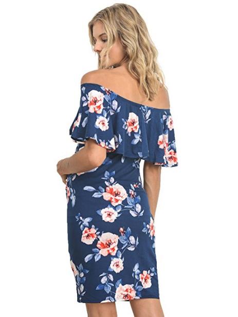 Maternity Printed Off-the-shoulder Mini Dress