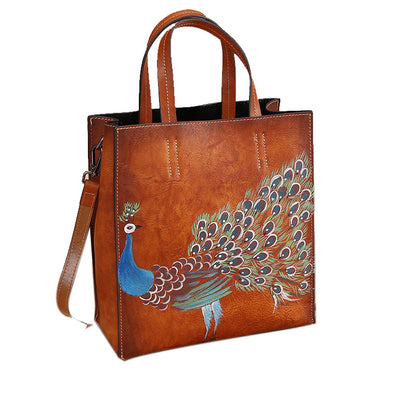 WOMEN GENUINE LEATHER VINTAGE TOTEM DESIGNER HANDBAG SHOULDER BAG