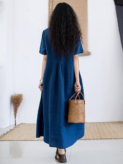 2019 Summer New Loose Embroidery Solid Dress