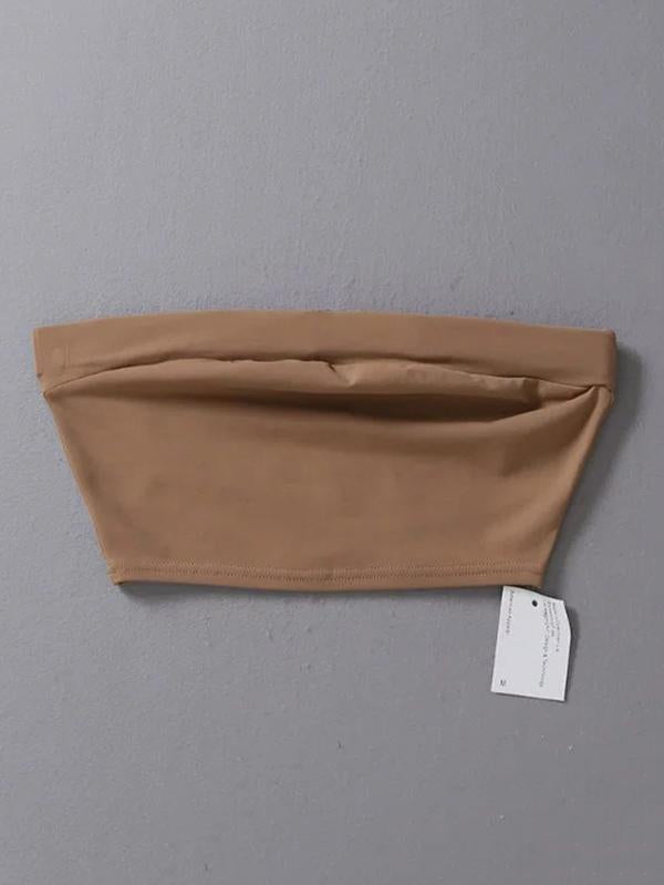 Elastic Wrap Sleeveless Strapless Vest Top